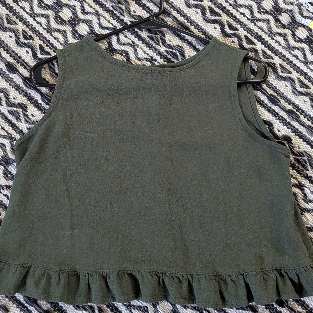 Amazon Green Ruffled Tank Top